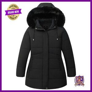 Plus Size Winter Down Parka Waterproof Detachable Hood Warm Jacket